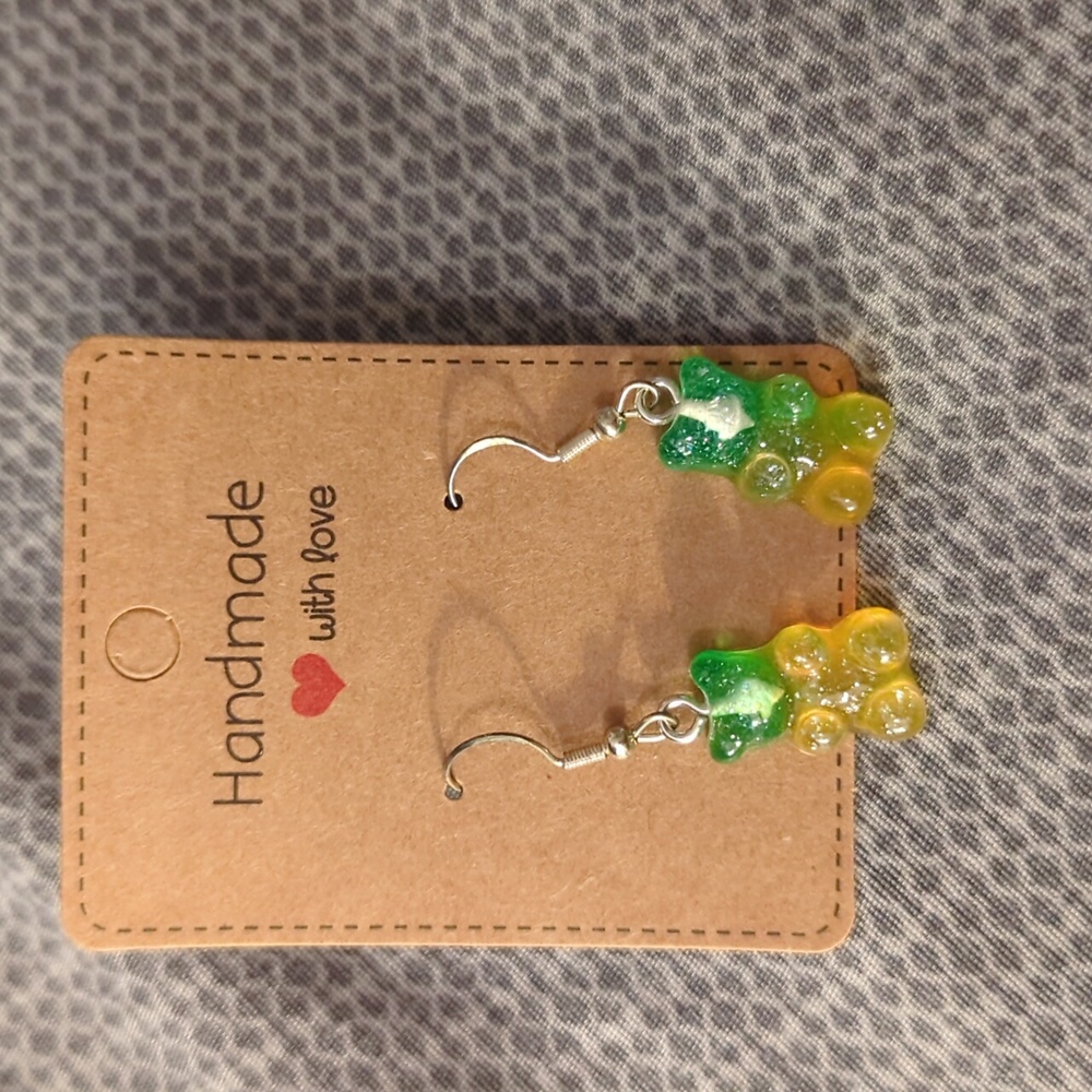 Gummy bear earrings green and yellow